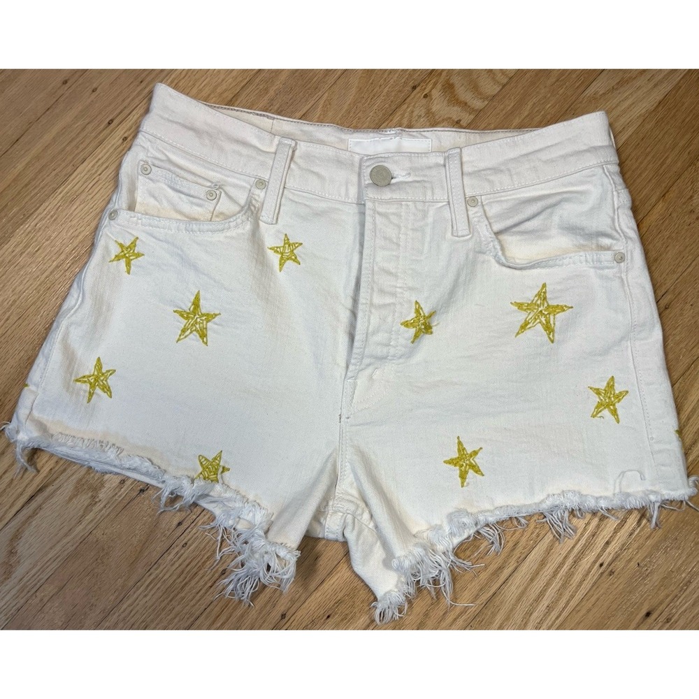 Mother Denim Shorts White Size 27 Shoot For The Stars Limited Ed High Rise EUC